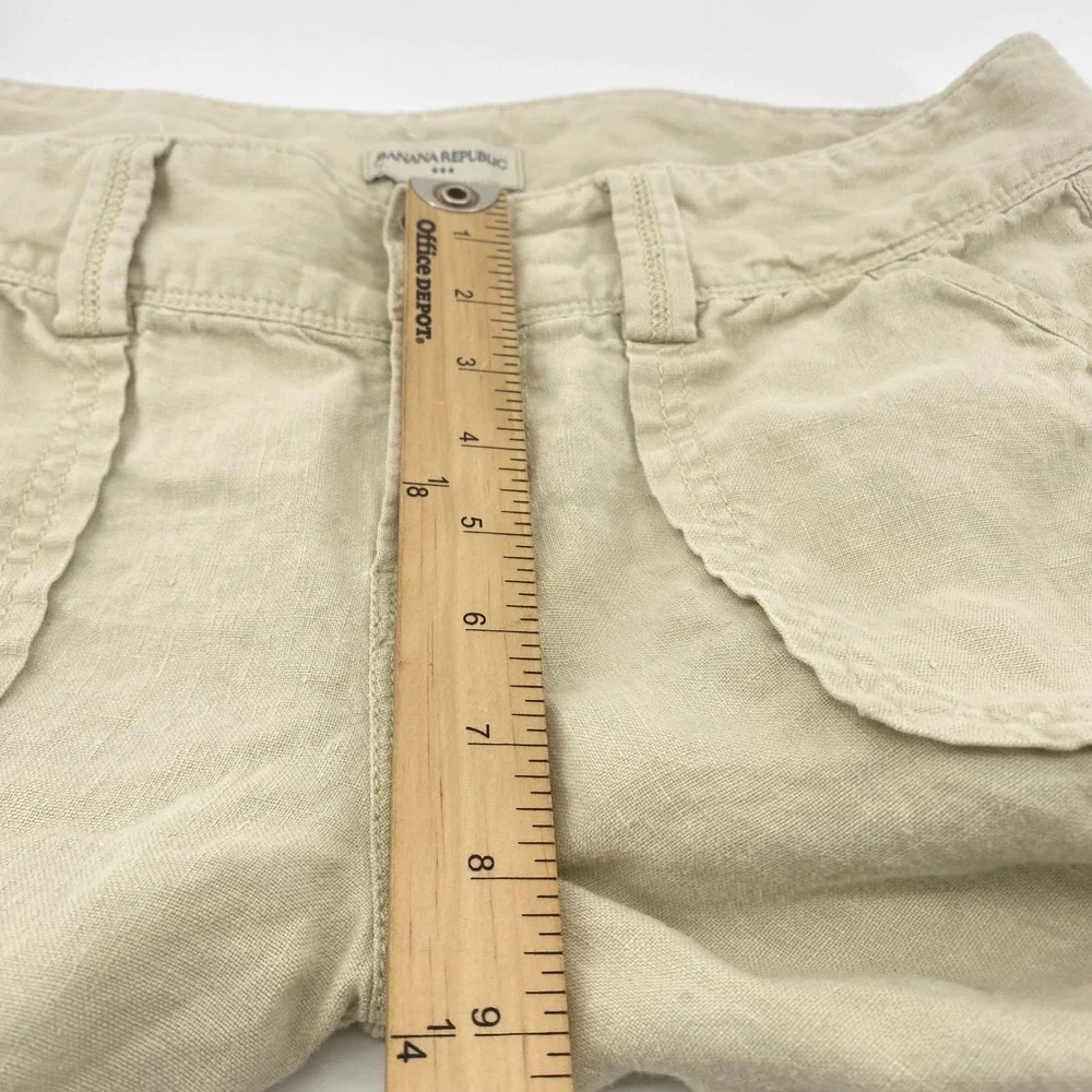 Banana Republic Linen Pants Womens‎ 10 Beige Straight Leg Patch Pocket